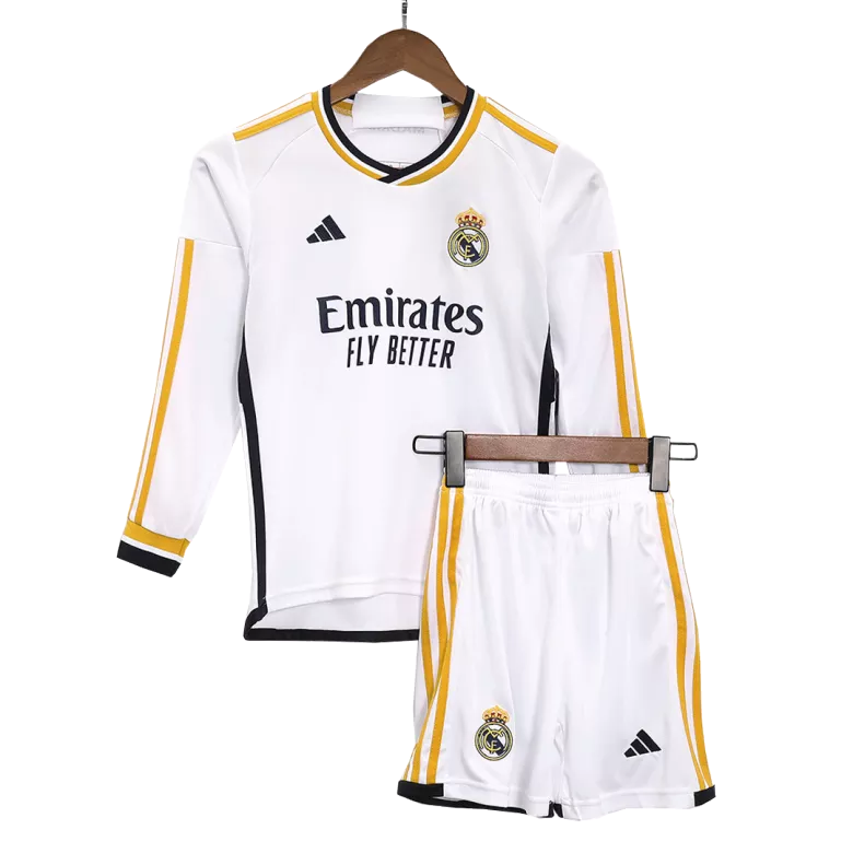 Real Madrid Home Long Sleeve Kids Soccer Jerseys Kit 2023/24 - vstockx