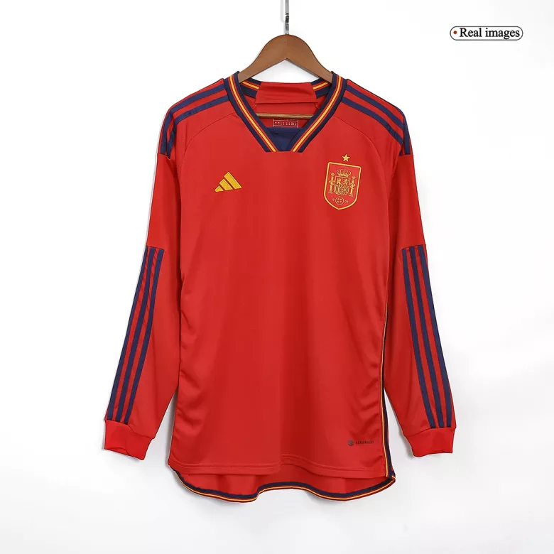 Spain Home Long Sleeve Soccer Jersey 2022 - vstockx