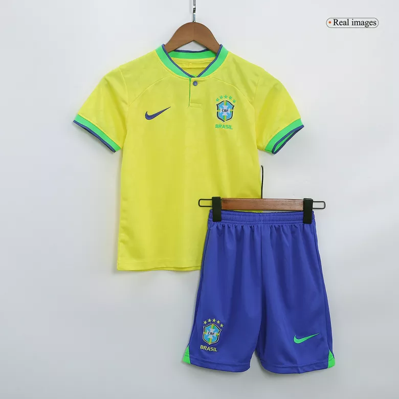 Brazil Home Kids Soccer Jerseys Kit 2022 - vstockx