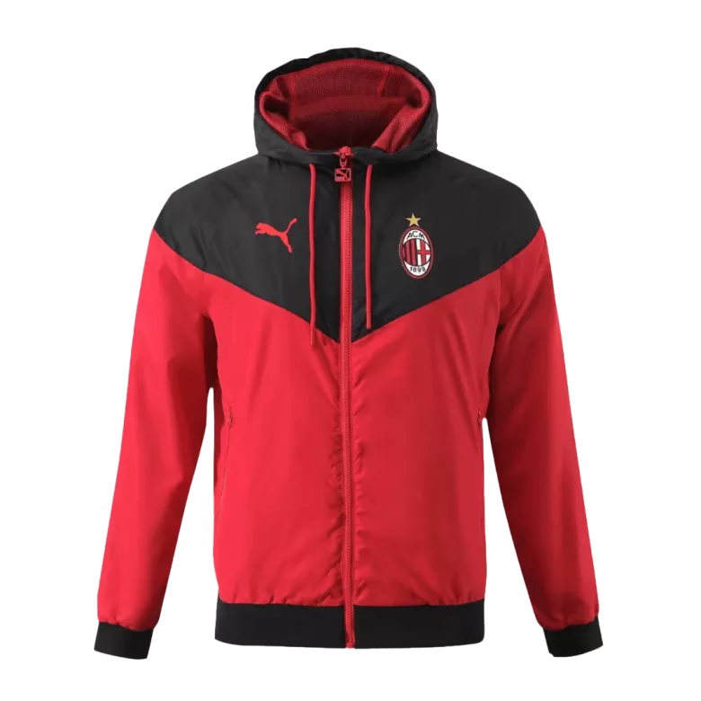 AC Milan Hoodie Windbreaker Jacket 2023/24 - Black&Red - vstockx