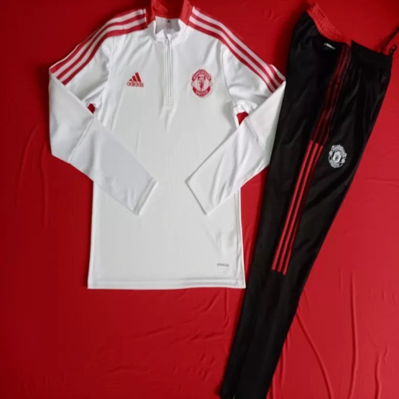 Manchester United 1/4 Zip Tracksuit 2021/22 White - vstockx