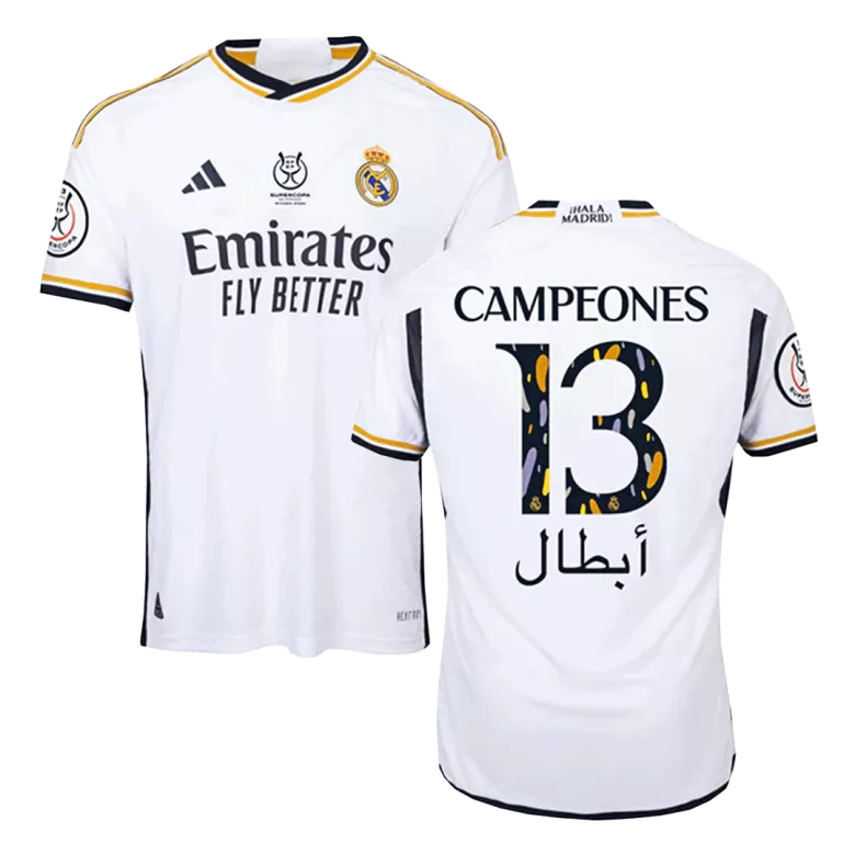 CAMPEONES #13 Real Madrid Campeones Supercopa Home Authentic Soccer Jersey 2023/24 - vstockx