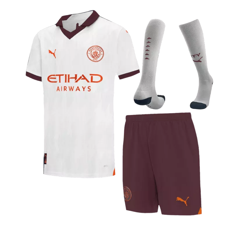 Manchester City Away Kids Soccer Jerseys Full Kit 2023/24 - vstockx