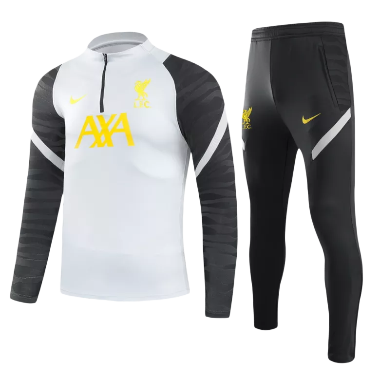 Liverpool 1/4 Zip Tracksuit 2021/22 Kids White&Gray - vstockx