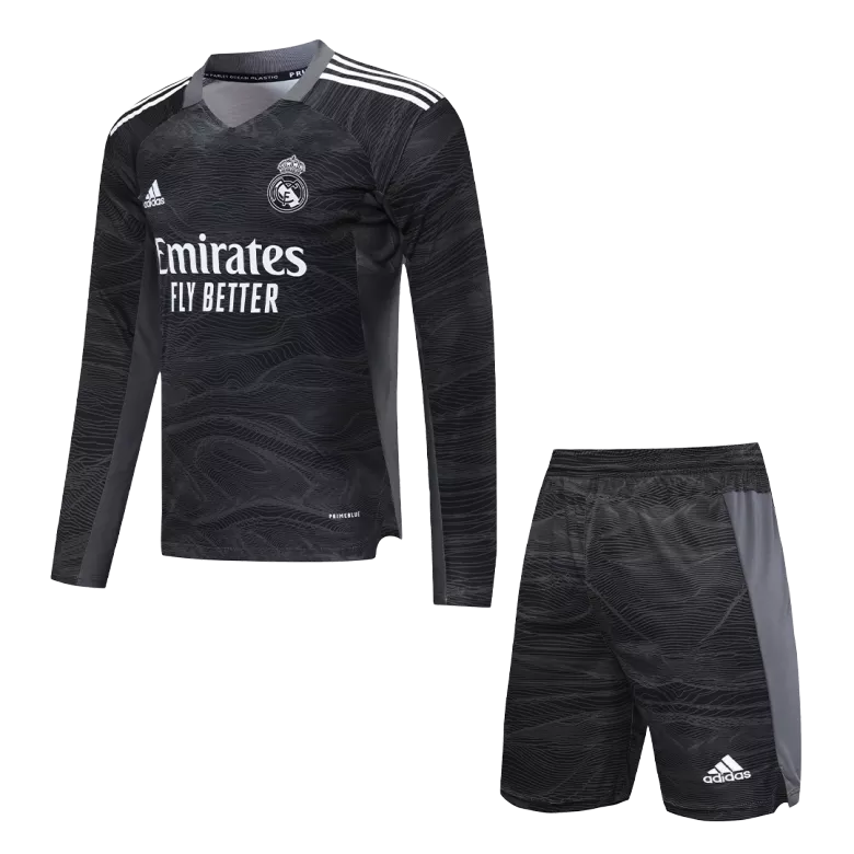 Real Madrid Goalkeeper Long Sleeve Kids Soccer Jerseys Kit 2022 - vstockx