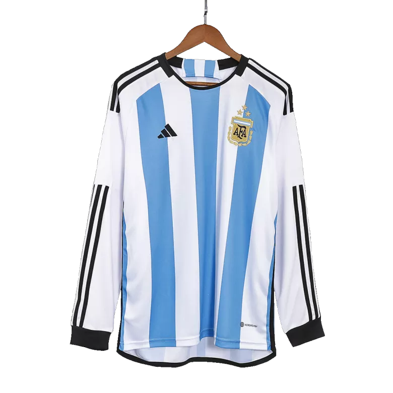 Argentina Three Stars Home Long Sleeve Soccer Jersey 2022 - vstockx