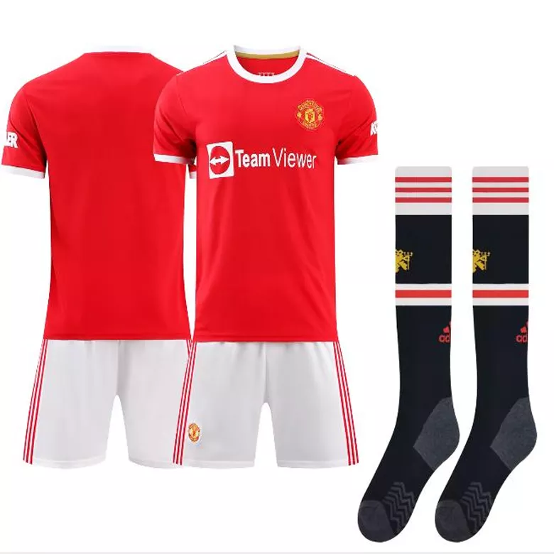 RONALDO #7 Manchester United Home Kids Soccer Jerseys Full Kit 2021/22 - vstockx