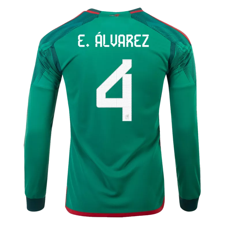 E.��LVAREZ #4 Mexico Home Long Sleeve Soccer Jersey 2022 - vstockx