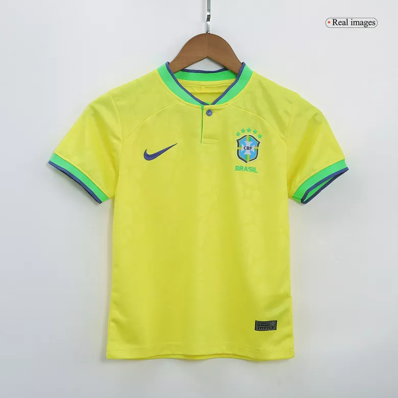 Brazil Home Kids Soccer Jerseys Kit 2022 - vstockx