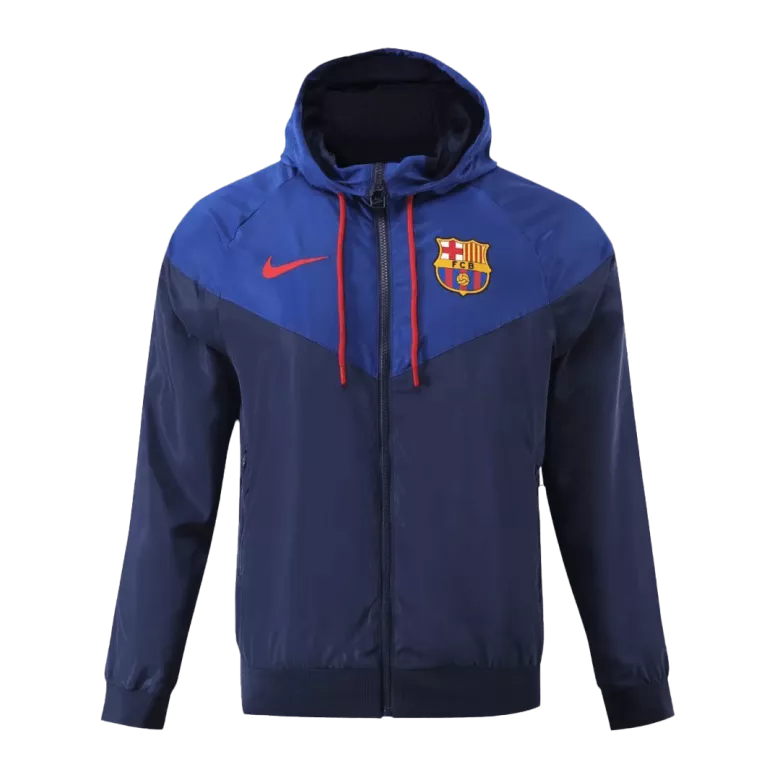Barcelona Hoodie Windbreaker Jacket 2023/24 - Navy - vstockx