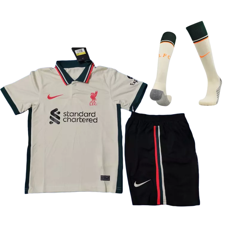 Liverpool Away Kids Soccer Jerseys Full Kit 2021/22 - vstockx