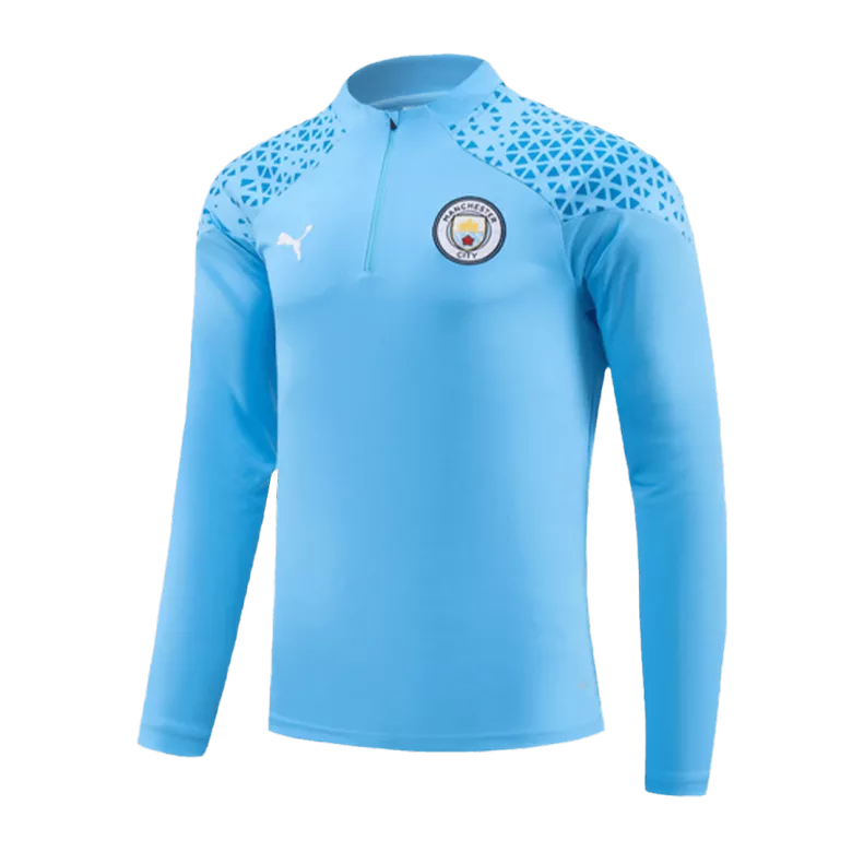 Manchester City 1/4 Zip Tracksuit 2023/24 Kids Blue - vstockx