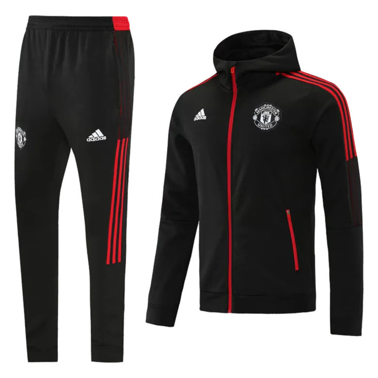 Manchester United Hoodie Jacket Tracksuit 2021/22 Black - vstockx