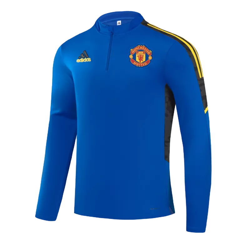 Manchester United 1/4 Zip Tracksuit 2021/22 Kids Blue - vstockx