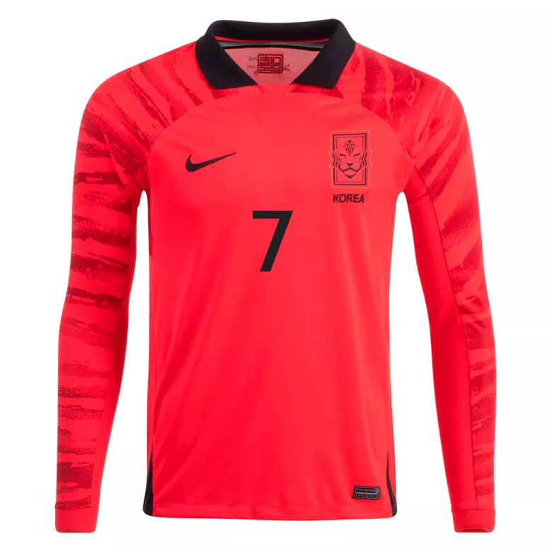 H M SON #7 South Korea Home Long Sleeve Soccer Jersey 2022 - vstockx