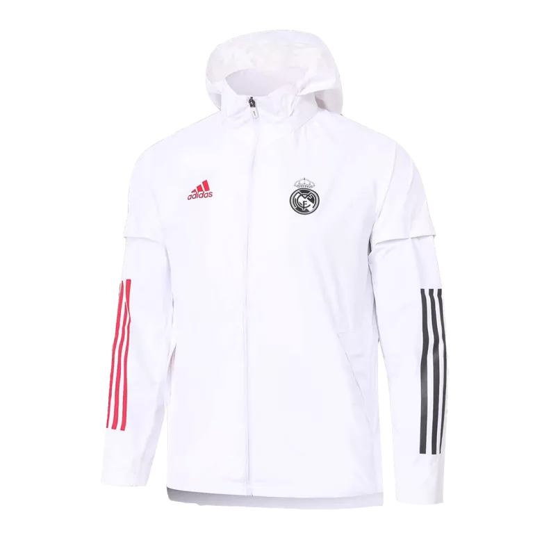 Real Madrid Hoodie Windbreaker Jacket 2020/21 - White&Pink - vstockx