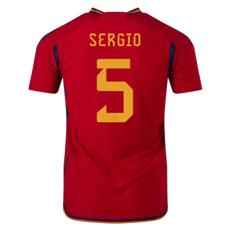 SERGIO #5 Spain Home Authentic Jersey World Cup 2022 - vstockx