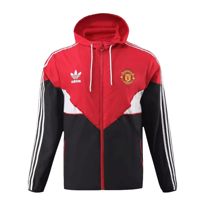 Manchester United Hoodie Windbreaker Jacket 2023/24 - Red&Black - vstockx