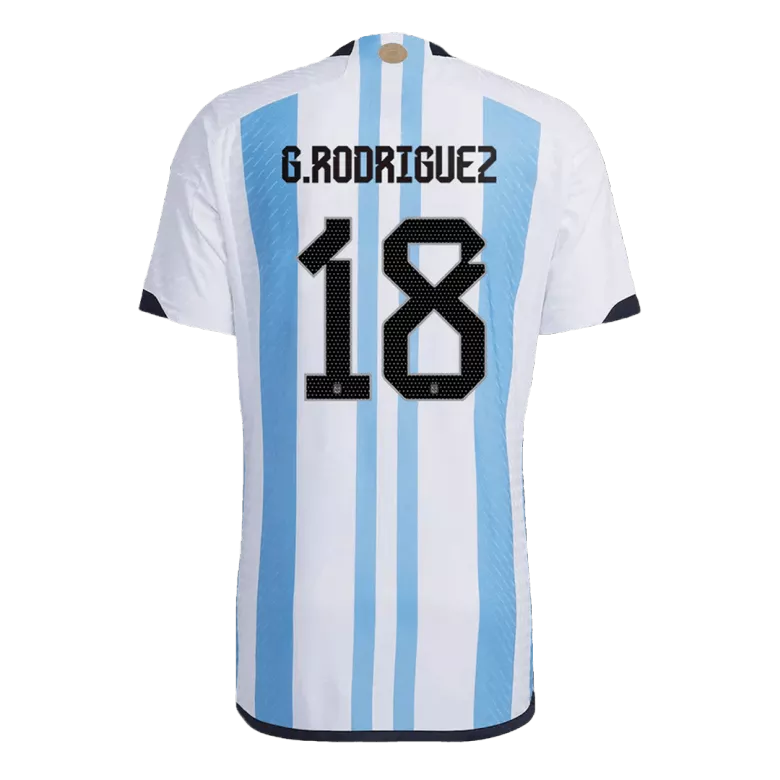 G. RODRIGUEZ #18 Argentina Three Stars Home Authentic Jersey World Cup 2022 - vstockx