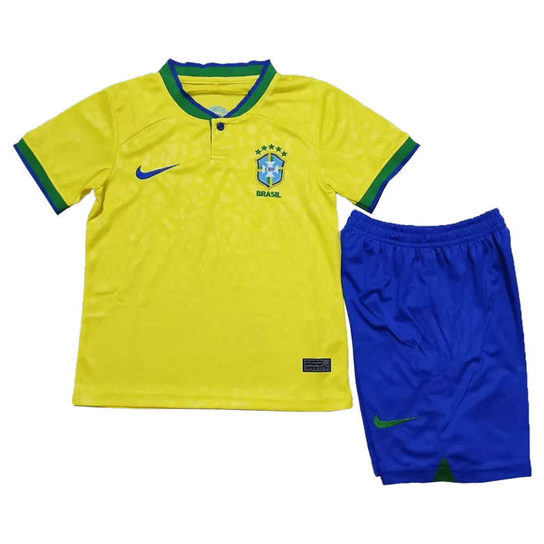 Brazil Home Kids Soccer Jerseys Kit 2022 - vstockx