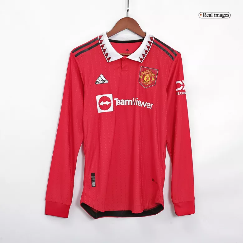 Authentic Manchester United Home Long Sleeve Soccer Jersey 2022/23 - vstockx