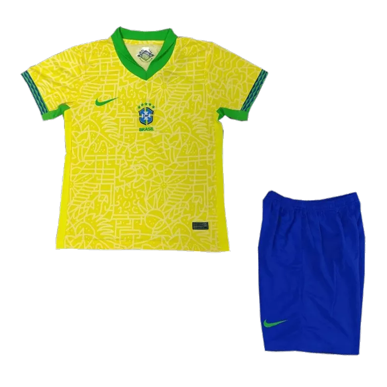 Brazil Home Kids Soccer Jerseys Kit Copa America 2024 - vstockx