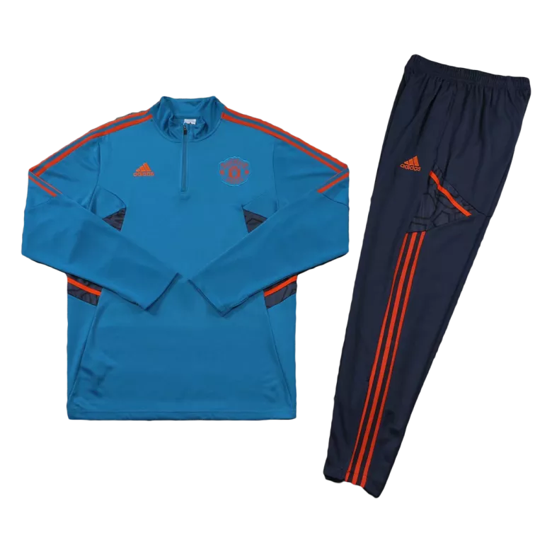 Manchester United 1/4 Zip Tracksuit 2022/23 Blue - vstockx