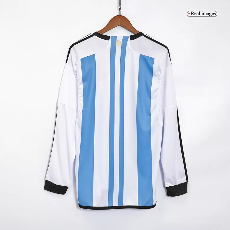 Argentina Three Stars Home Long Sleeve Soccer Jersey 2022 - vstockx