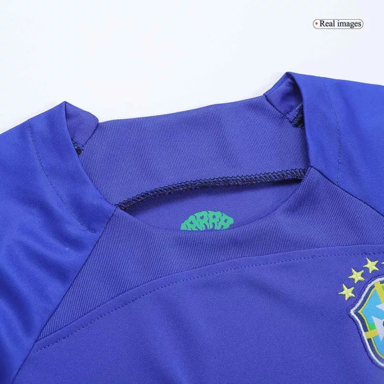 Brazil Away World Cup Kids Soccer Jerseys Kit 2022 - vstockx