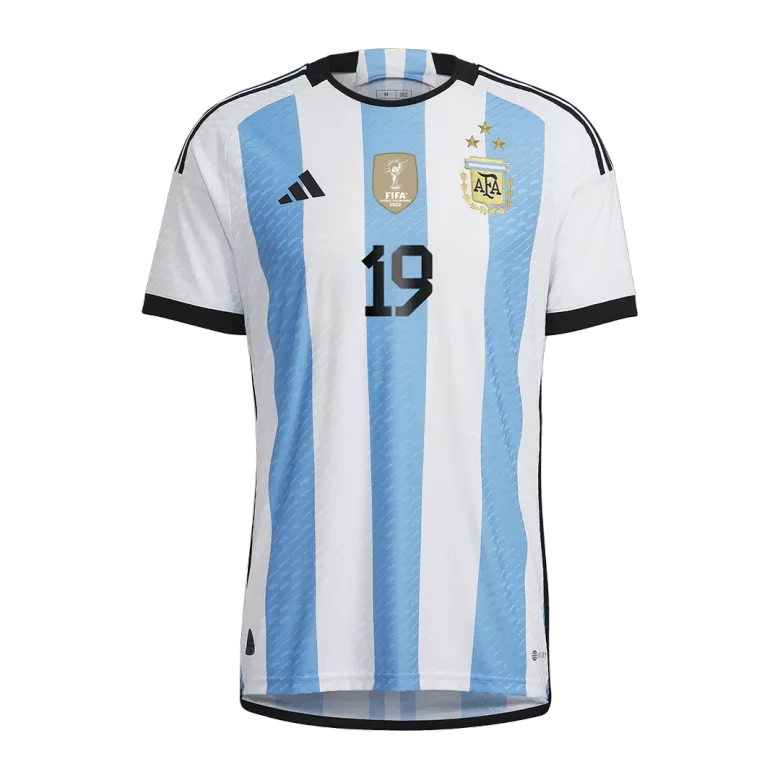 New OTAMENDI #19 Argentina Three Stars Home World Cup 2022 Champion Authentic Jersey - vstockx