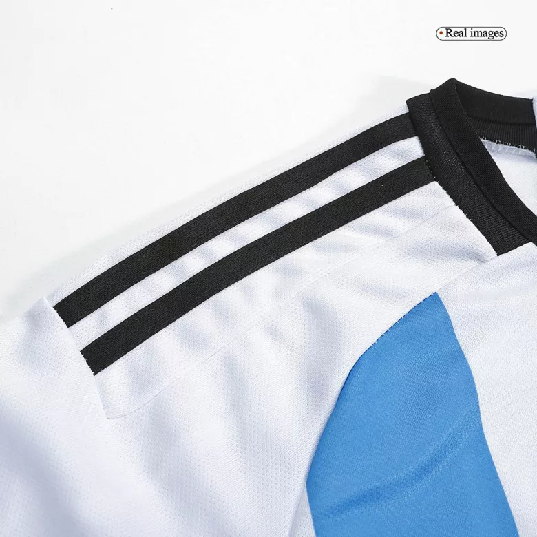 New SignMESSI #10 Argentina 3 Stars Home Soccer Champion Jersey 2022 - vstockx
