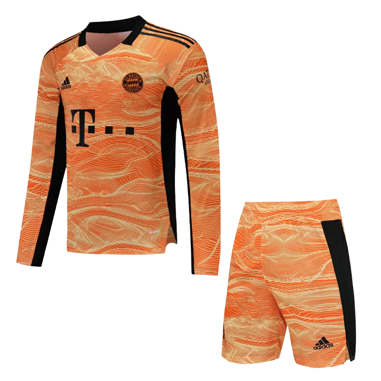 Bayern Munich Goalkeeper Long Sleeve Kids Soccer Jerseys Kit 2022 - vstockx