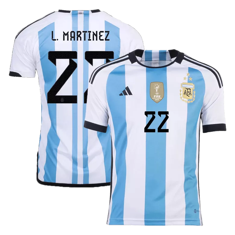 L. MARTINEZ #22 Argentina Three Stars Home Jersey 2022 - vstockx