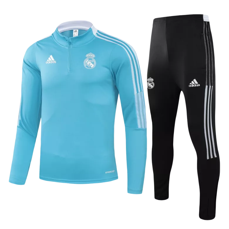 Real Madrid 1/4 Zip Tracksuit 2021/22 Sky Blue - vstockx