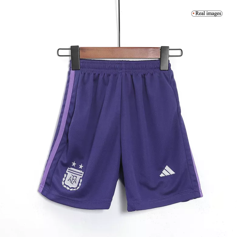 Argentina Away World Cup Kids Jerseys Kit 2022 - vstockx
