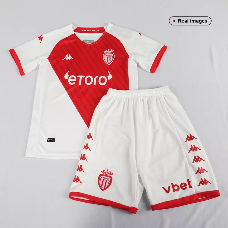 AS Monaco FC Home Kids Soccer Jerseys Kit 2022/23 - vstockx