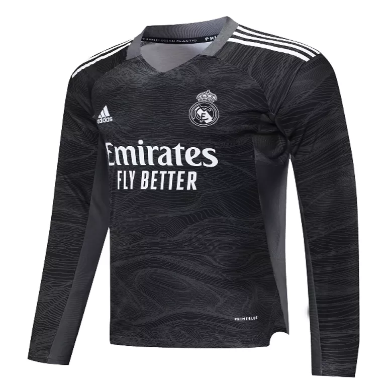 Real Madrid Goalkeeper Long Sleeve Kids Soccer Jerseys Kit 2022 - vstockx