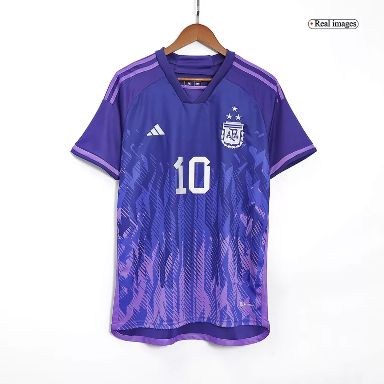 New MESSI #10 Argentina Three Stars Away World Cup 2022 Champion Jersey - vstockx