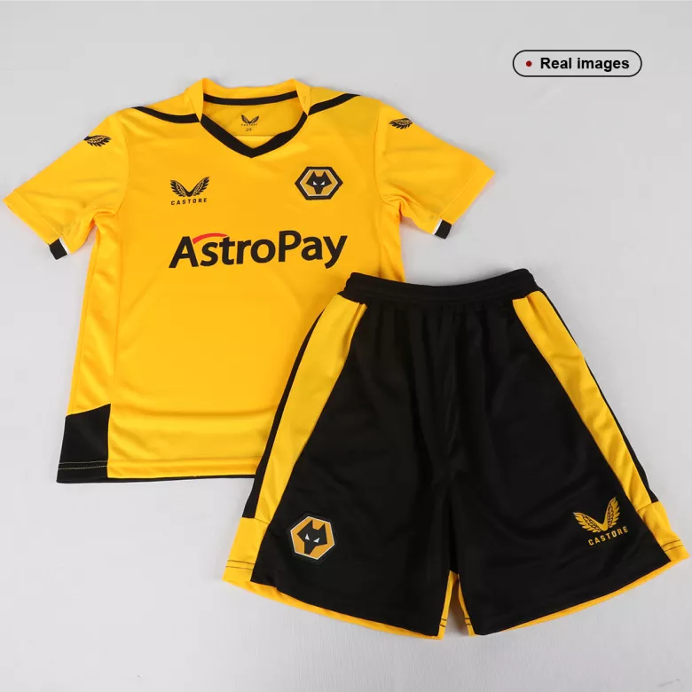 Wolverhampton Wanderers Home Kids Soccer Jerseys Kit 2022/23 - vstockx
