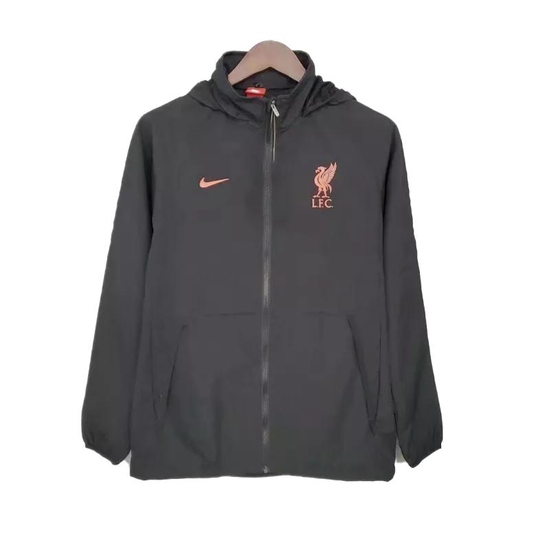 Liverpool Hoodie Windbreaker Jacket 2021/22 - Black&Red - vstockx
