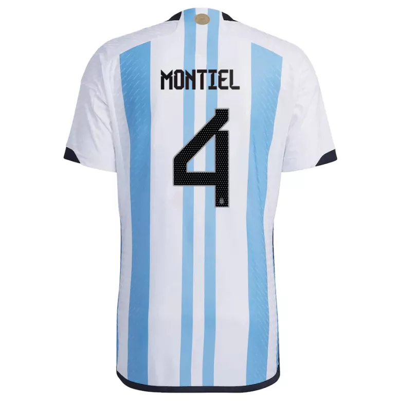 New MONTIEL #4 Argentina Three Stars Home World Cup 2022 Champion Authentic Jersey - vstockx