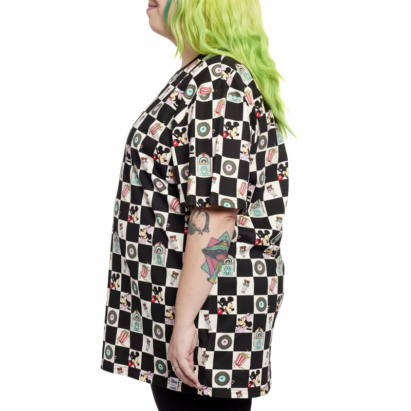 Mickey x26 Minnie Date Night Diner Checkered All-Over Print Unisex Tee