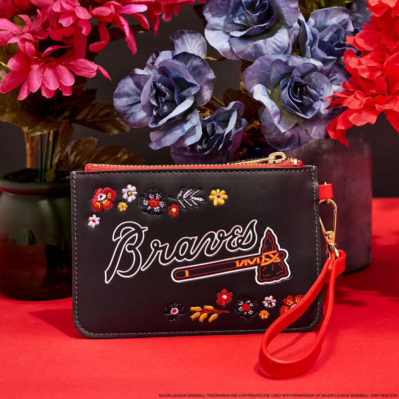 MLB Atlanta Braves Floral Card Holder Wristlet Clutch