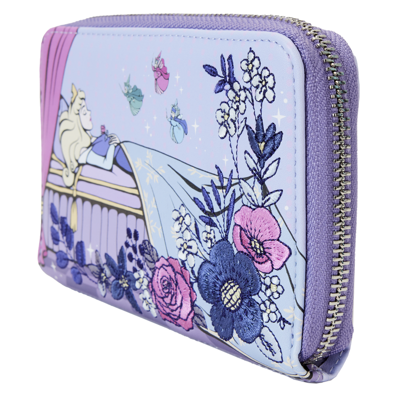 Sleeping Beauty 65th Anniversary Floral Scene Zip Around Wallet