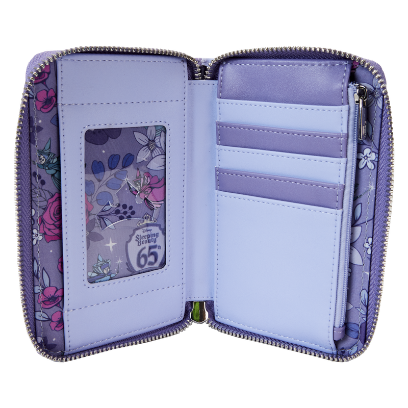 Sleeping Beauty 65th Anniversary Floral Scene Zip Around Wallet