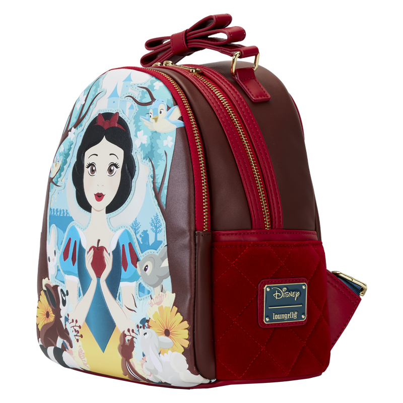 Snow White Classic Apple Quilted Velvet Mini Backpack
