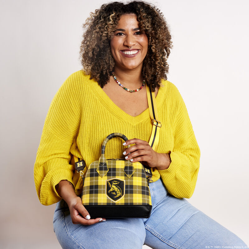 Harry Potter Hufflepuff Patch Varsity Plaid Crossbody Bag