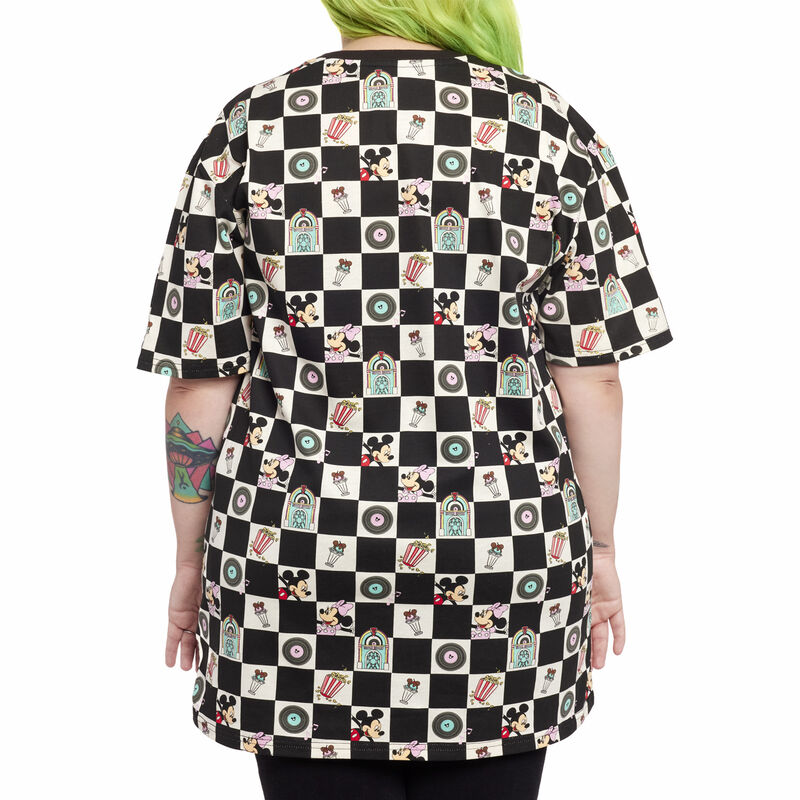 Mickey x26 Minnie Date Night Diner Checkered All-Over Print Unisex Tee