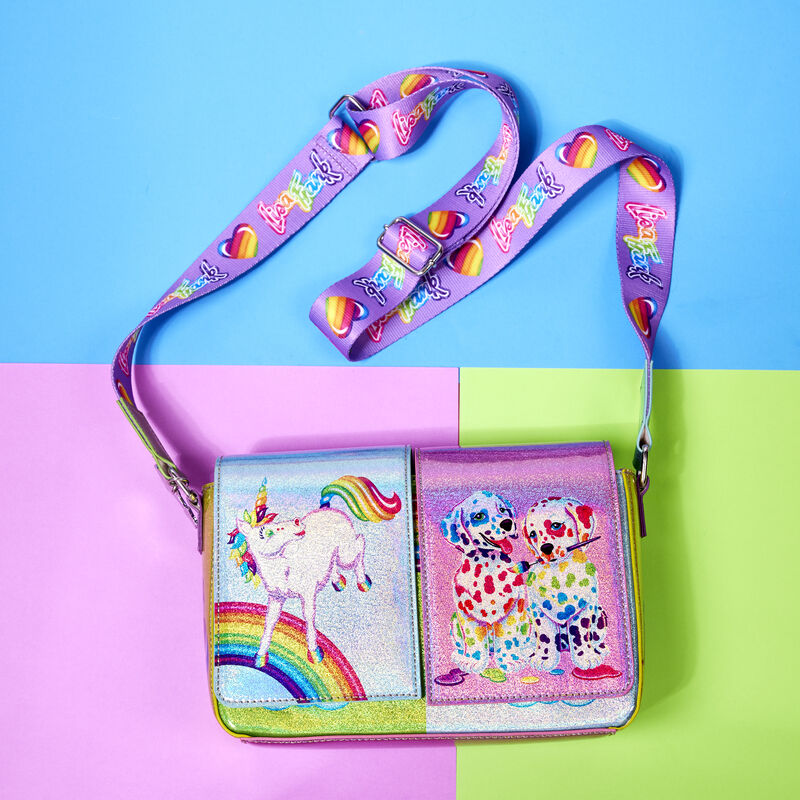 Lisa Frank Holographic Glitter Color Block Crossbody Bag