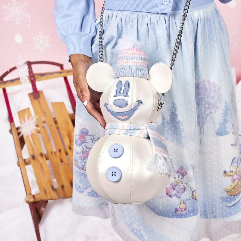 Stitch Shoppe Mickey Mouse Exclusive Winter Snowman Iridescent Figural Crossbody Bag